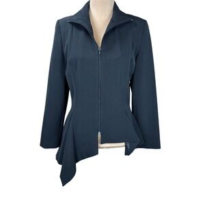 Ivan Grundahl Copenhagen‎ Black Peplum Blazer Jacket Zip Avant Garde Size 38